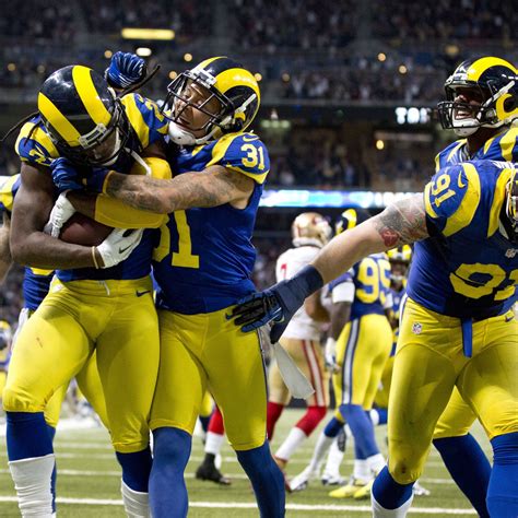 St louis rams bleacher report - Jan 23, 2008 · Nobody scored more points, allowed fewer, gained more yards, allowed fewer, or won more games in 1999 than the St. Louis Rams. They won 12 games over the course of the season by 16 points or more. 